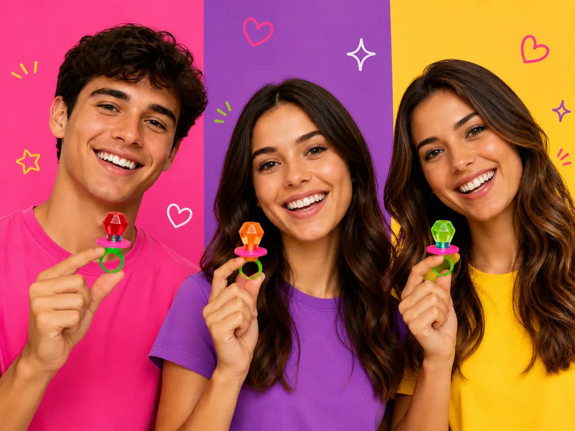 Jovens com anéis coloridos