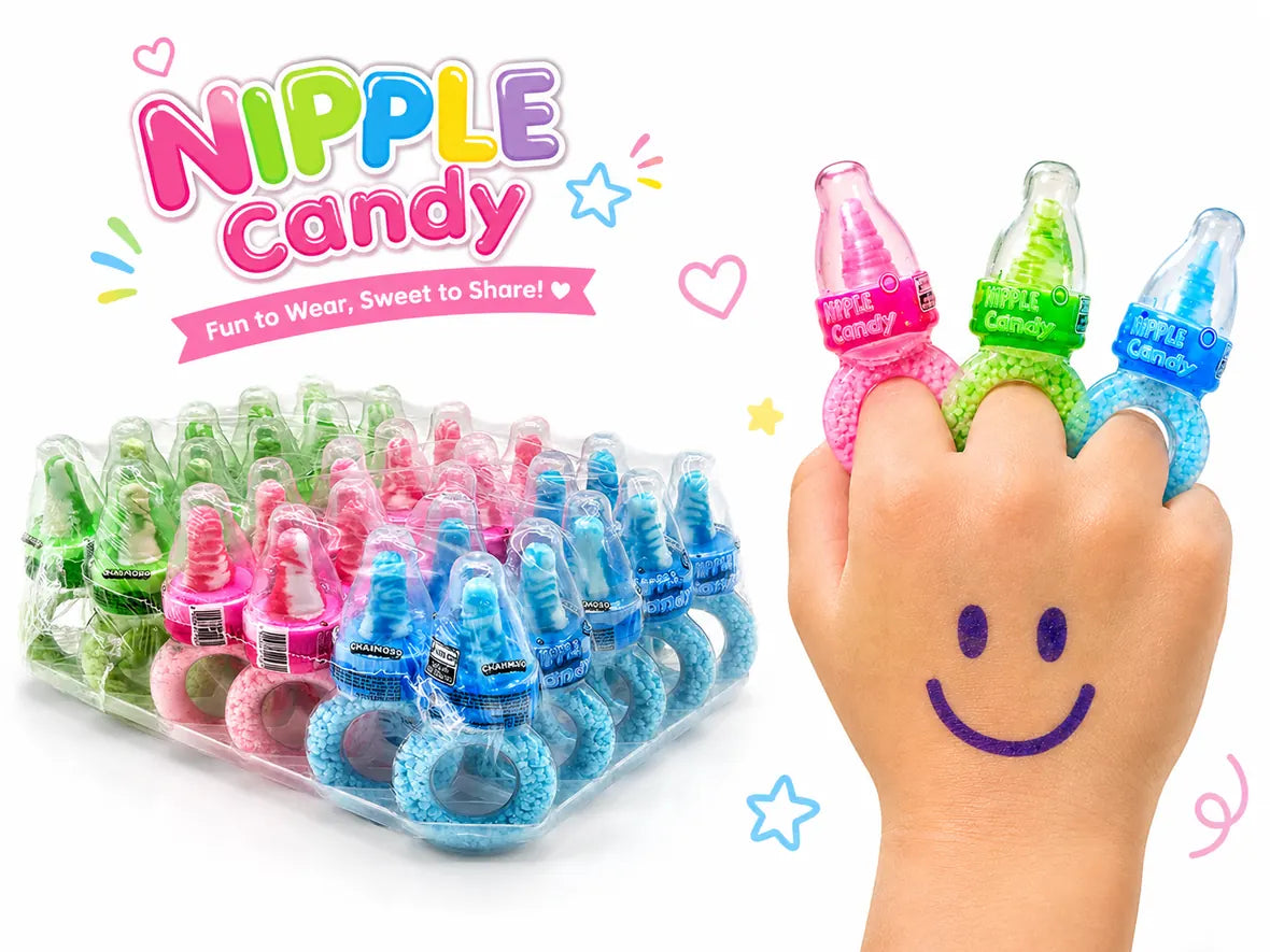 Mãos com Nipple Candy e display