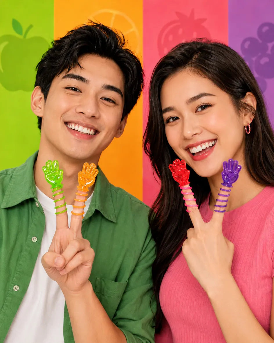 Jovens com produtos de dedo